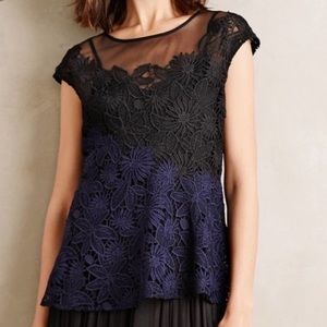 NWT Anthropologie Deletta Sheer Lace Peplum Top